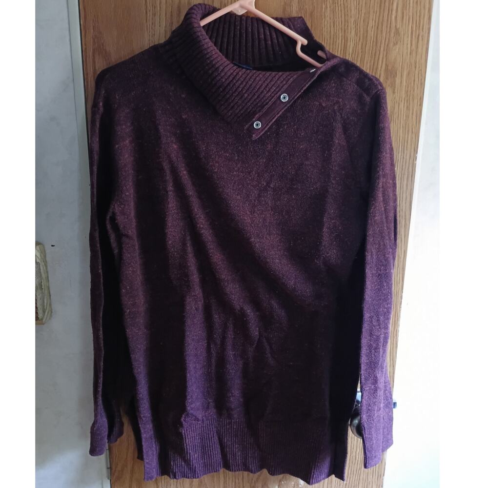 Gap Purple Speckled Snap Turtleneck Sweater S Oversized Slouchy Cozy Casual Top